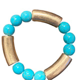 Turquoise & Gold Tube Bracelet