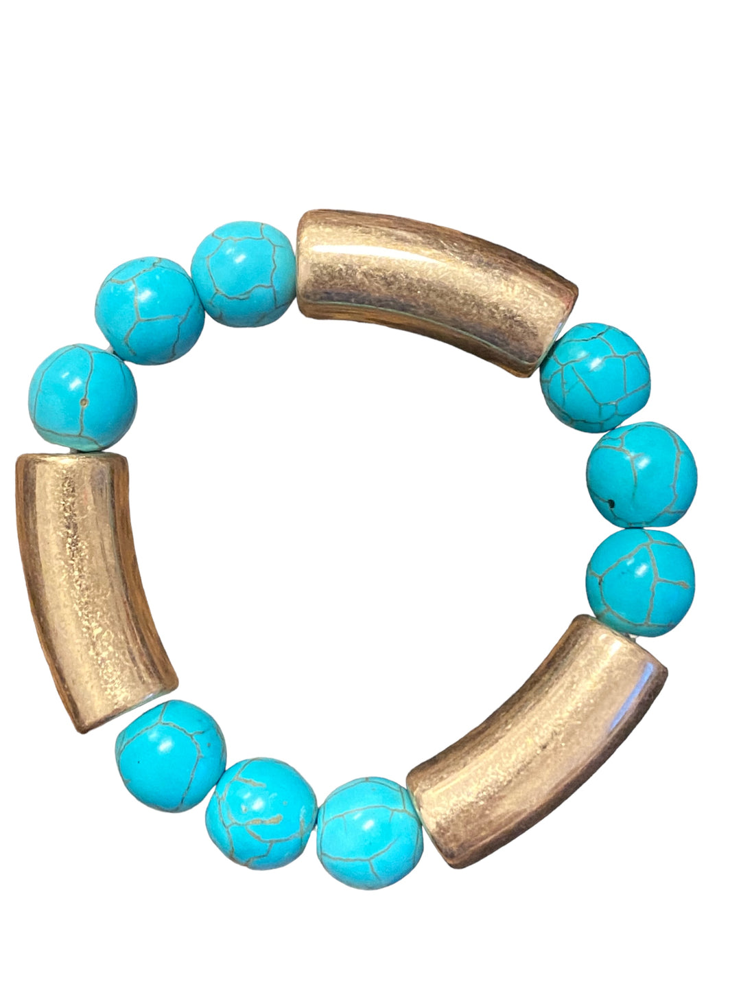 Turquoise & Gold Tube Bracelet