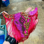 Fringed bull skull glittered car freshie