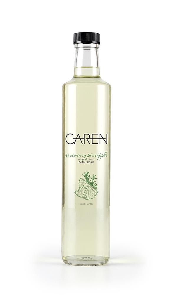 A bottle of Rosemary Pineapple Dish Soap.