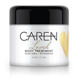 A 6 oz jar of "Loved" body treatment