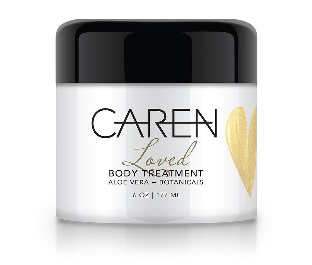 A 6 oz jar of "Loved" body treatment
