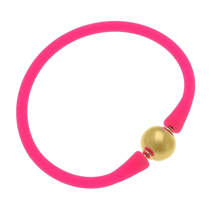Bali 24K Gold Plated Ball Bracelet - Neon Pink