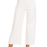 White high-rise cropped wide-leg denim pants with clean finish and relaxed fit.