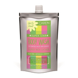 A 3 oz travel-sized pouch of "Plaid Seaside" body wash