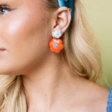 Hello Edie Light Blue & Orange Flower Earrings