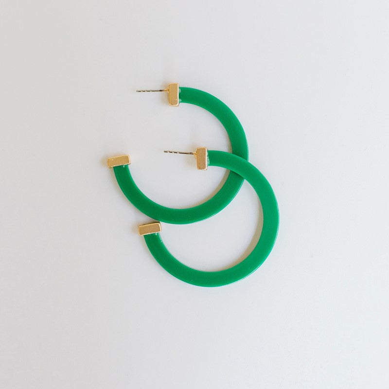 Green Hoop Earrings