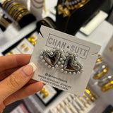 Silver Pearl Heart Earrings
