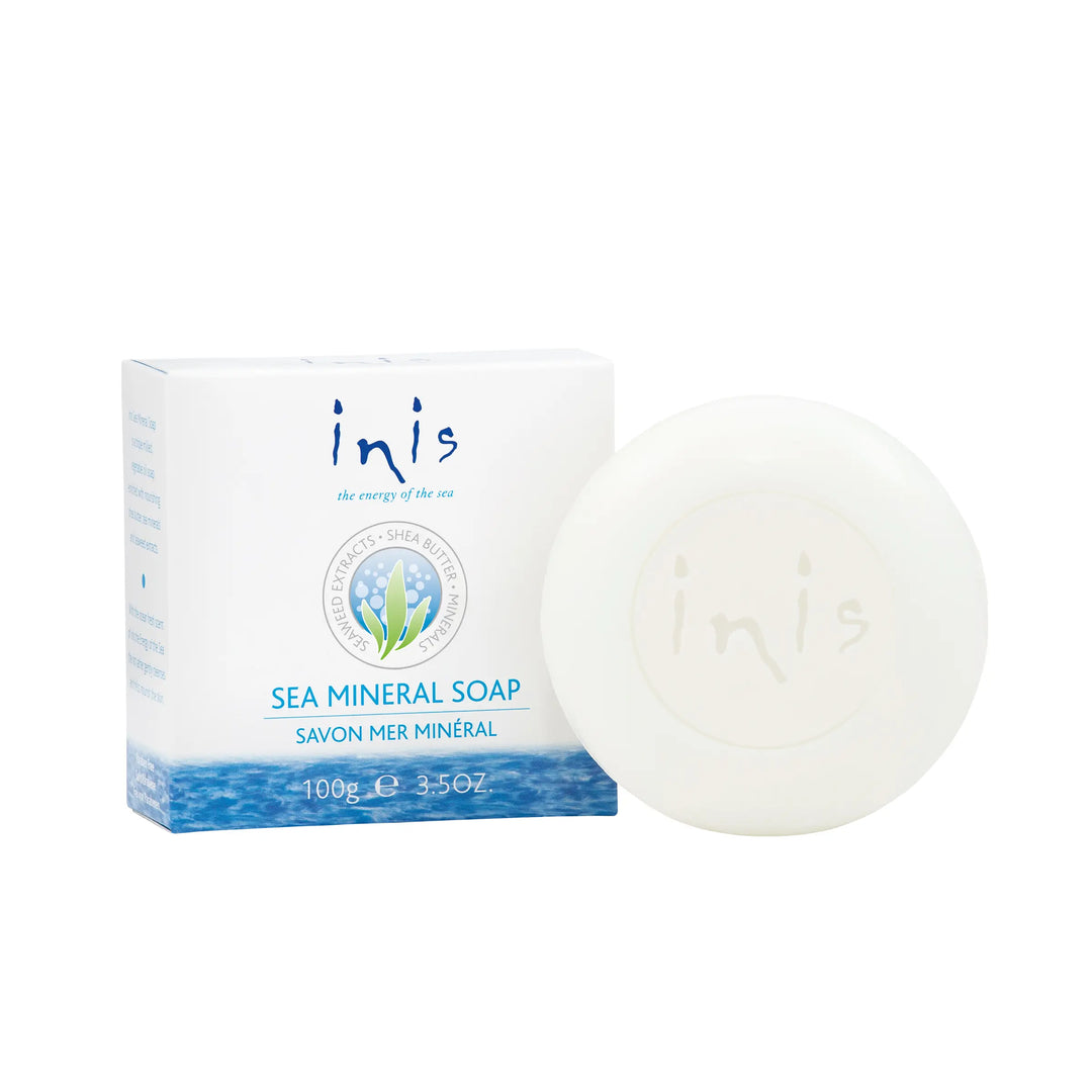 A 3.5 oz bar of Inis Sea Mineral Soap.