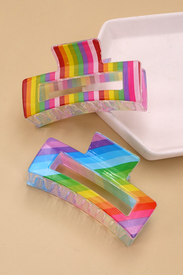 Stripe Rainbow Hair Clip