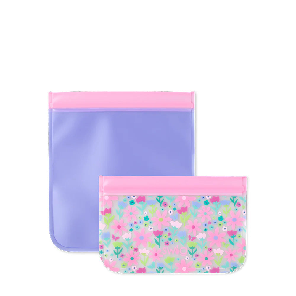 Swig Flower Power Reusable Storage Baggies Set Of 4