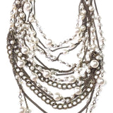 Multi Strand Linked Pearl Necklace