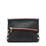 Hammitt VIP Med - A medium, black luxury leather bag with gold hardware, red zipper, shown with its convertible strap options.
