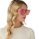 DIFF Gia Candy Pink Crystal + Pink Mirrored Lense Sunglasses