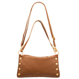 Hammitt Kyle Sml - Mahogany - A slouchy, mahogany brown luxury leather bag with gold hardware, shown with its three strap options.