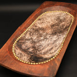 Beaded Classic Dough Bowl with Embossed Leather and Cowhide