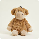 A soft, gray plush donkey toy with long ears and a friendly expression, designed to be microwavable.