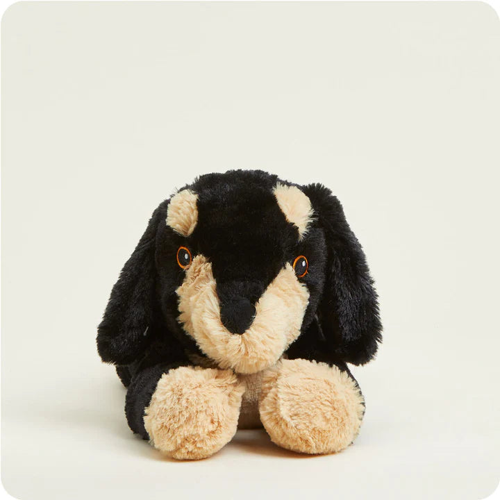Dachshund Warmies lavender-scented microwavable plush for soothing warmth and comfort.