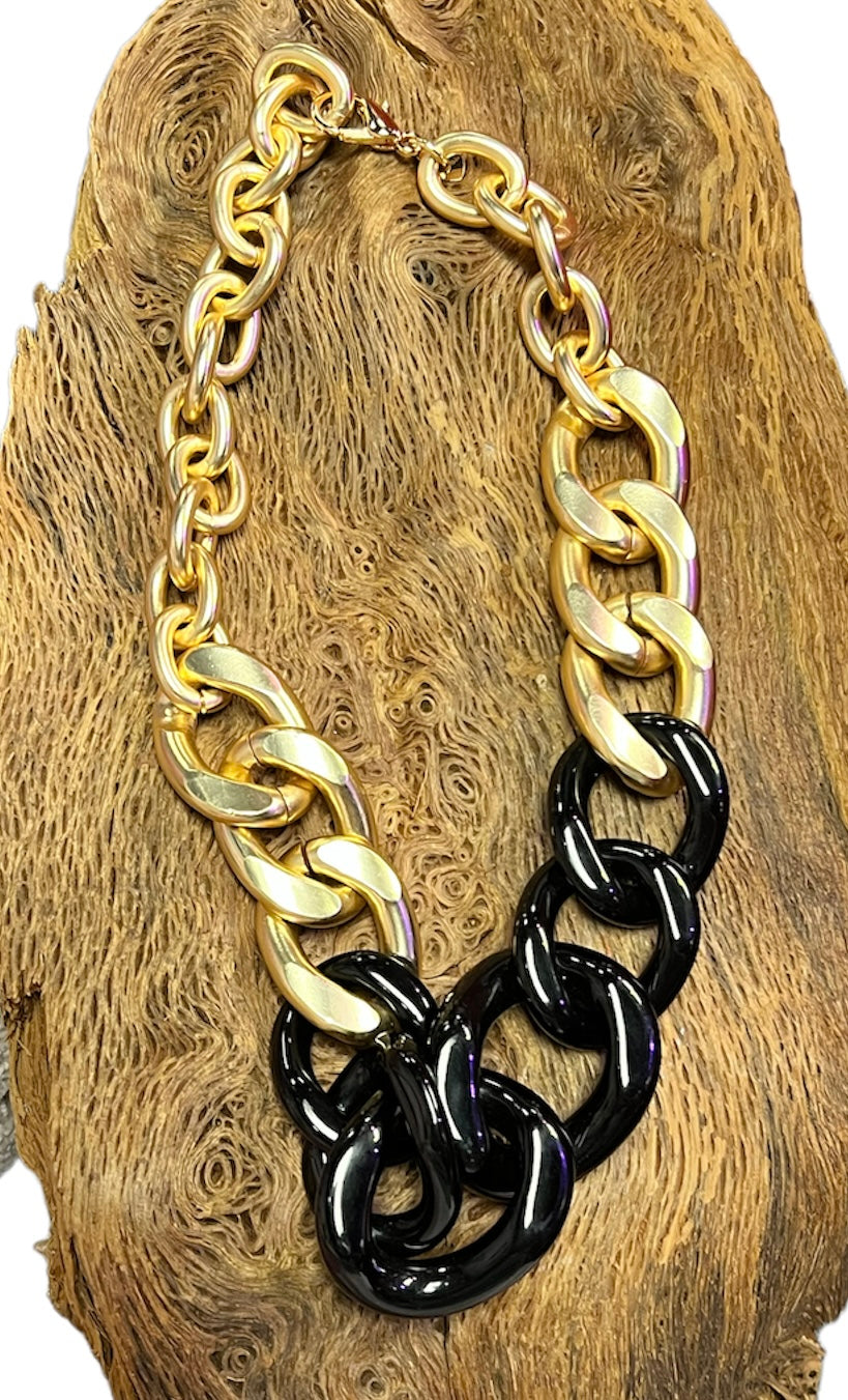 Black Enamel Chain Necklace