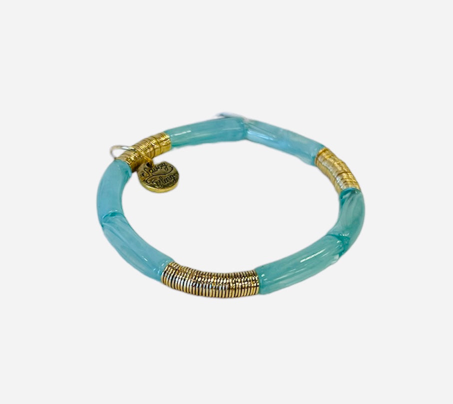 Mint Acrylic & Gold Disc Bracelet