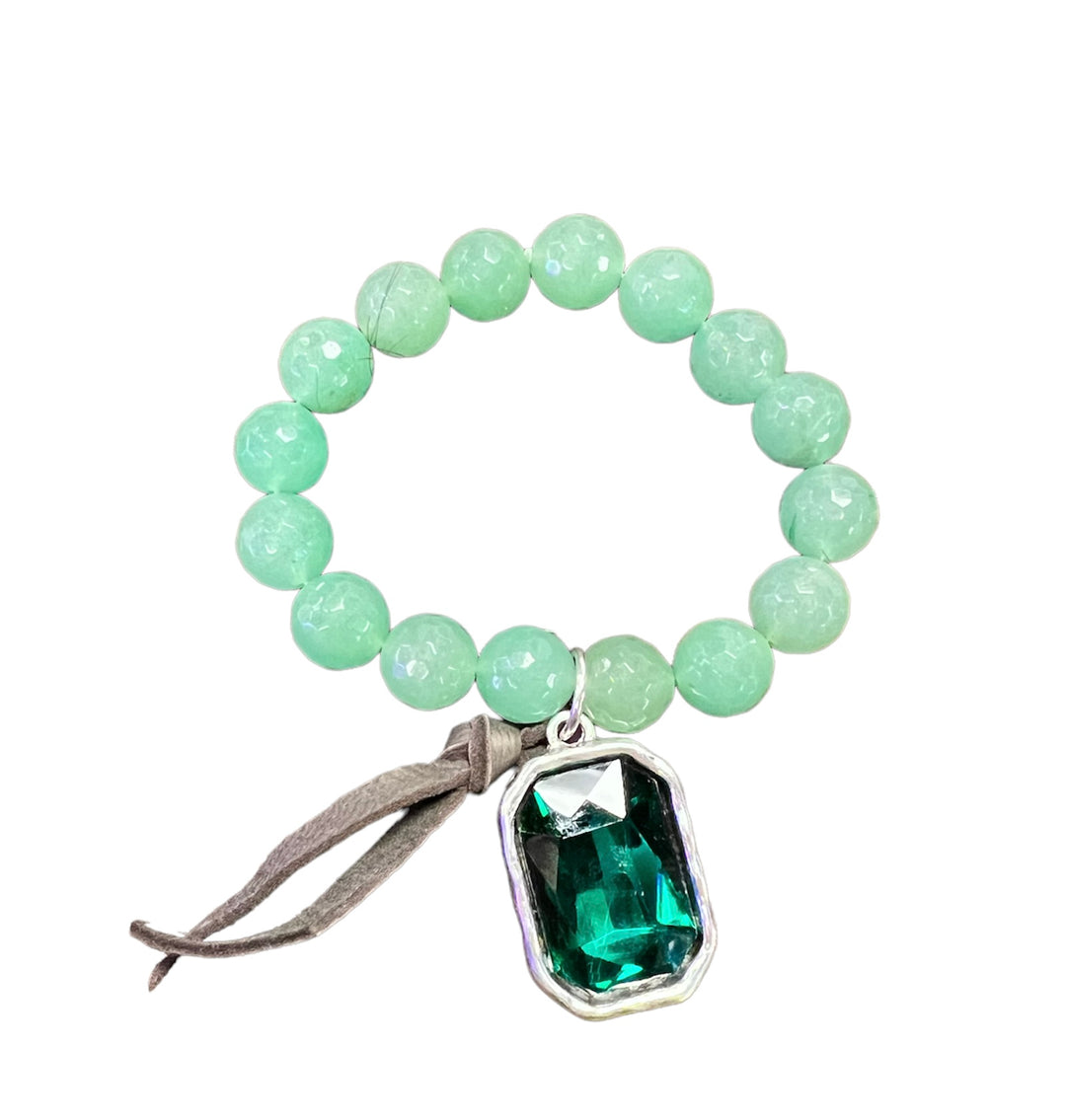 Green Glass Bead Bracelet