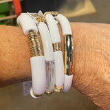 White & Gold Acrylic Bracelet