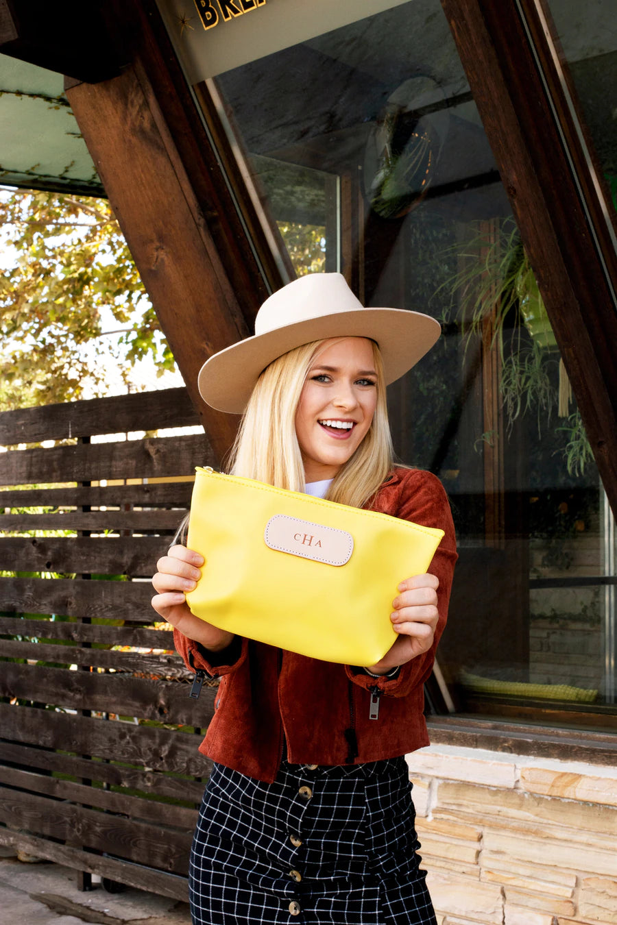 Jon Hart Grande Bag handmade in Texas with coated canvas, leather trim, and secure zippered flat-bottom design.