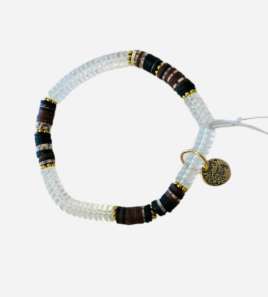 Clear & Earth Tone Disc Bracelet