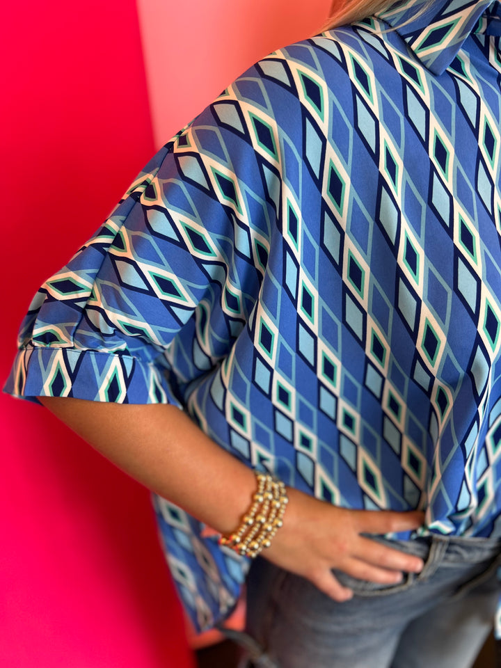 Blue Print Dolman Sleeve Top