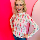 Keigan Holiday Nutcrackers Mesh Top