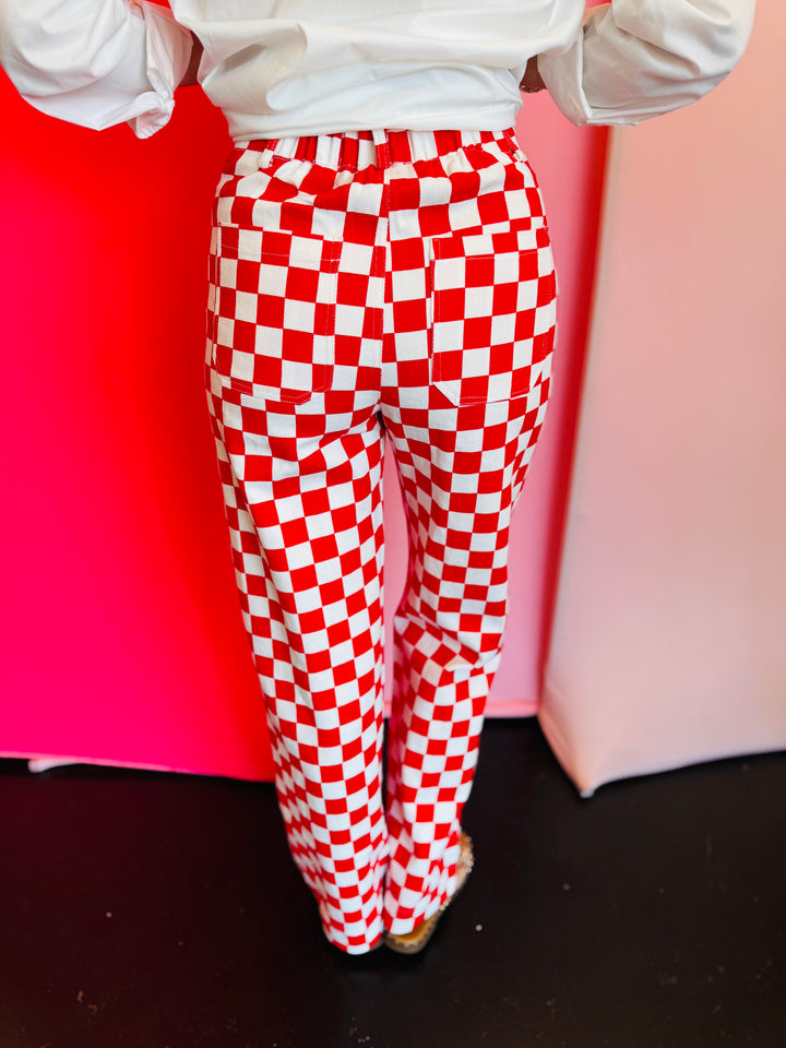 Red Demi Checkered Jeans