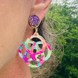 Colorful Interlock Acrylic Dangle Earrings