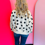 White Polka Dot Crop Sweatshirt