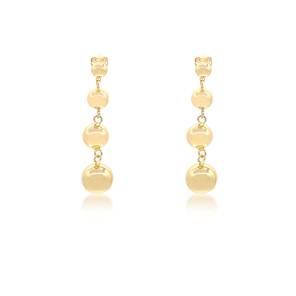 Gold Beaded Dangle Earrings (18k Gold Filled)