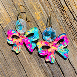 Tropical Bow Dangle Acrylic Earrings