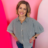 Black Striped Oversized Top