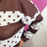 Brown Polka Dot Quarter Zip Top