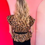 Leopard Flutter Sleeve Top