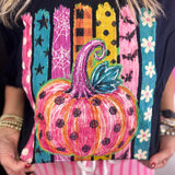 Neon Pumpkin Pattern Stripes Tee