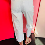 White Cropped Barrel Pants