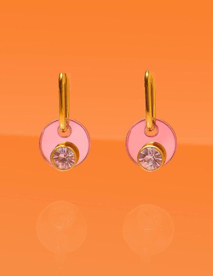 Rose Gold Deco Glam Medallion Oval Hoops