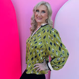 Olive Diamond Pattern Top