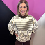 Brown & Ivory Reversible Polka Dot Stripe Sweatshirt