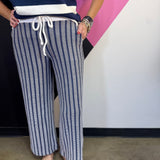 Navy Ribbed Stripe Lounge Pants