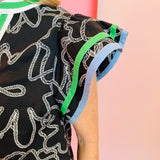 Black Flutter Sleeve Top