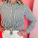 Black Striped Button Down Shirt