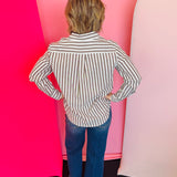 Brown Striped Button Down Shirt