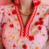 Poppy Picnic Ruffle Blouse