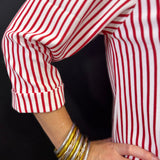 Red Striped Collared Shirt Dress