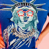 Lady Liberty Blingy Collared Tee